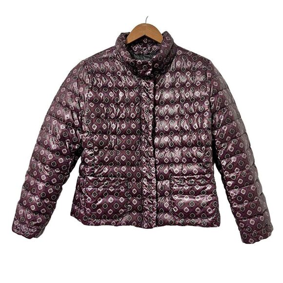 Lands' End Quilted Goose Down Puffer Jacket Size M Red Lightweight Packable - Picture 1 of 7